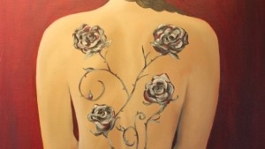 Angelita Cortez Painting Nude with Rose Tattoos