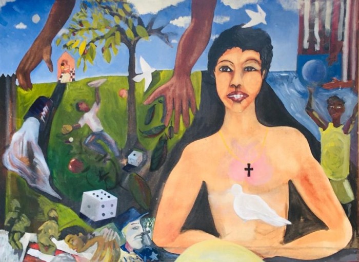 Ann Filemyr, College President on “Racial Justice” with painting by Onde Chymes